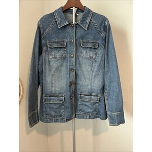 Denim Chore Coat Barn Utility Ranch Jacket‎ Large Tall By St John's Bay